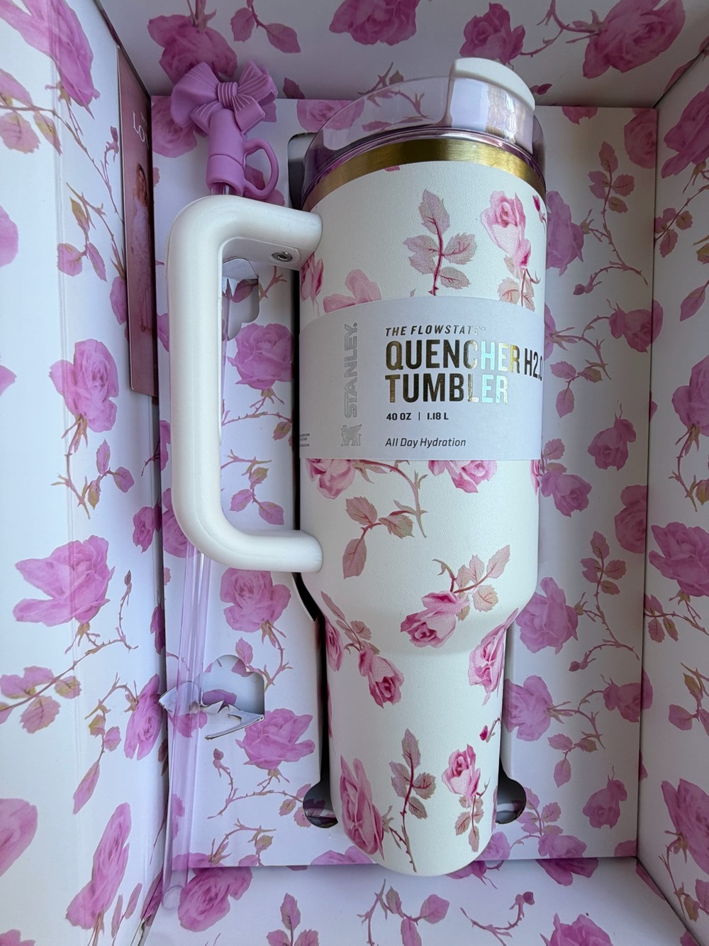 🎀Stanley x Loveshackfancy Flowstate Quencher 40oz Tumbler in the ribbon/flower